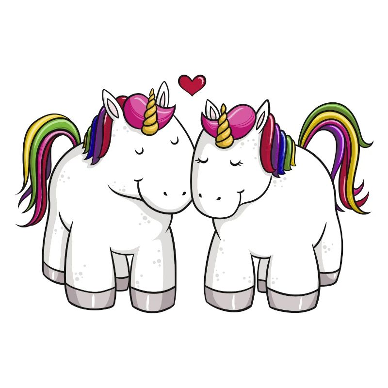 Liebende Comic Einhörner Regenbogen
