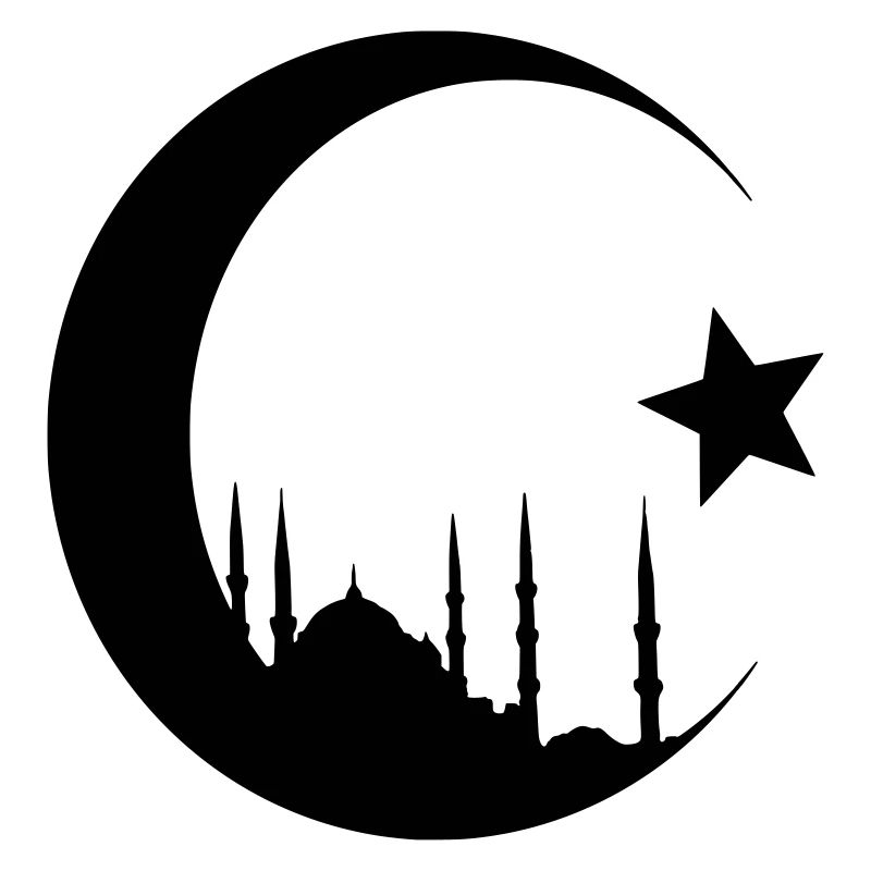 Crescent with mosque