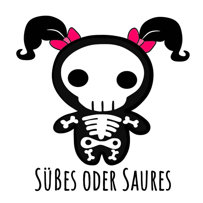 Süßes oder Saures Helloween Skelett Pinke Zöpfe