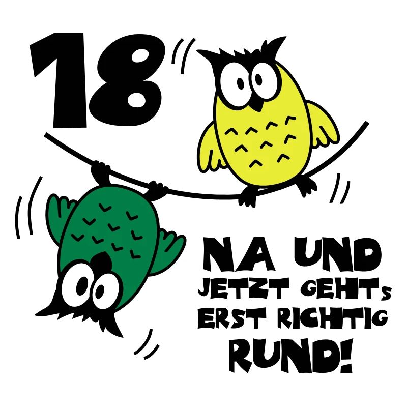 Geburtstag 18, Eulen am Drahtseil, rund