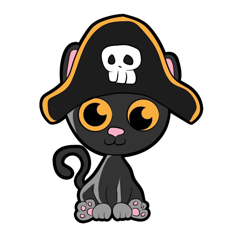 cute black pirate cat Gift idea