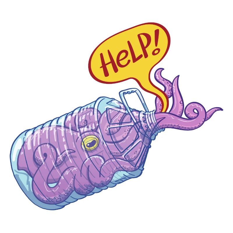 Octopus inside plastic bottle asking for help