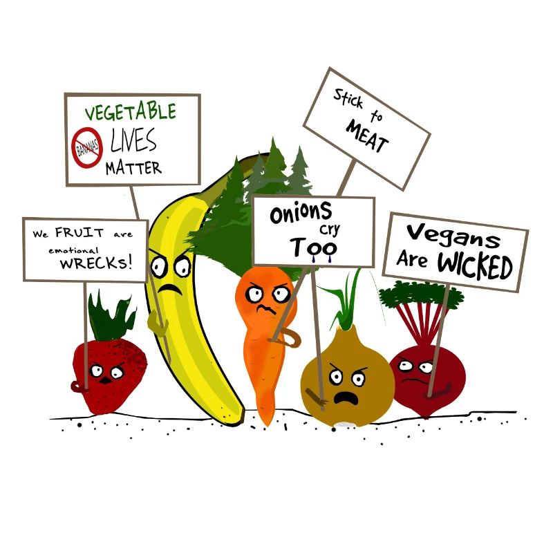 Vegetables and Fruit Protesting Vegans