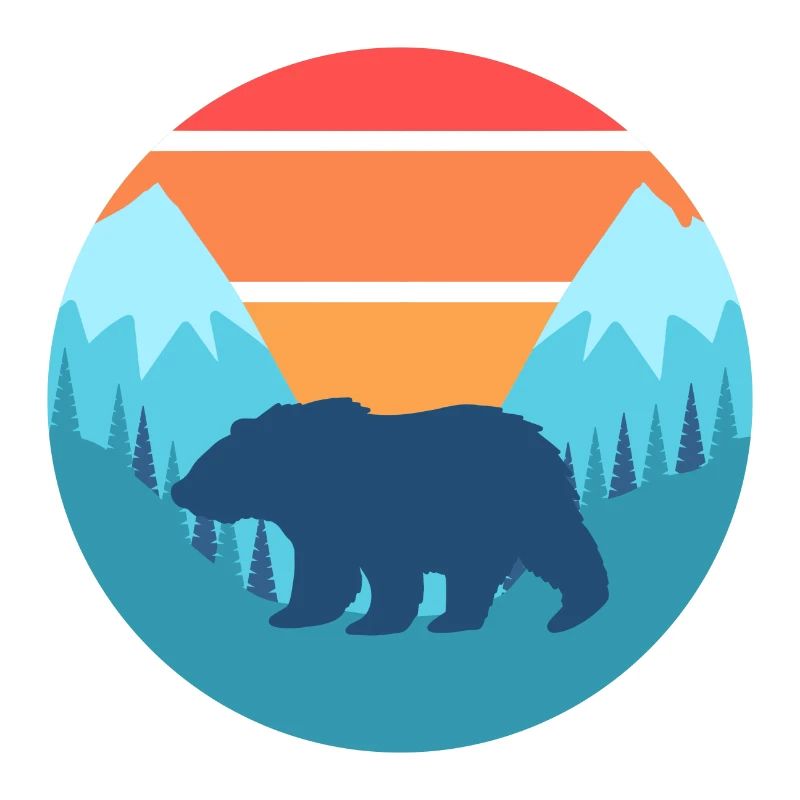 Bear mountains sunset retro