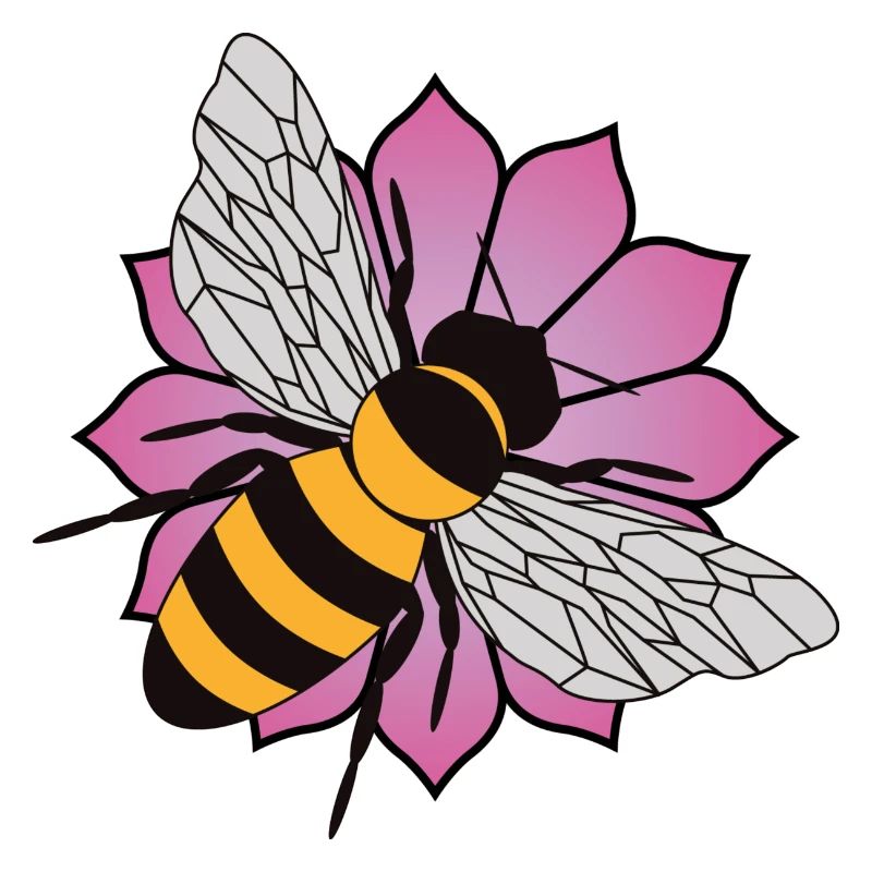 Abeille de miel - fleur rose