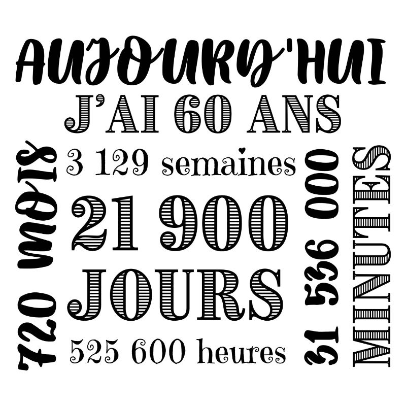 Anniversaire 60 ans, 720 mois, 3129 semaines