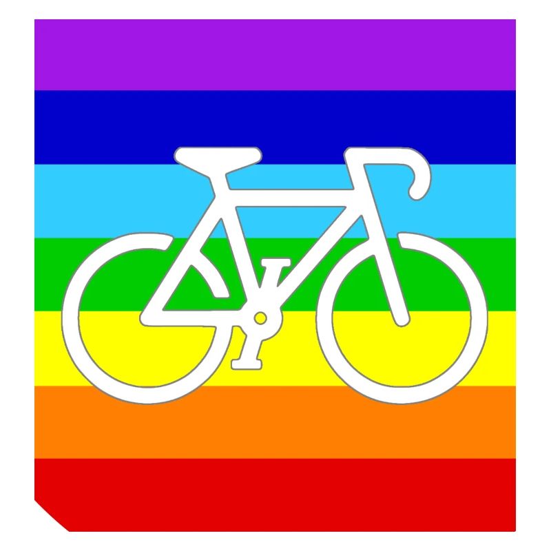 WHITE BICYCLE on a PEACE RAINBOW FLAG