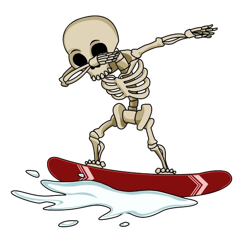 dabbing skeleton on snowboard skeleton skull