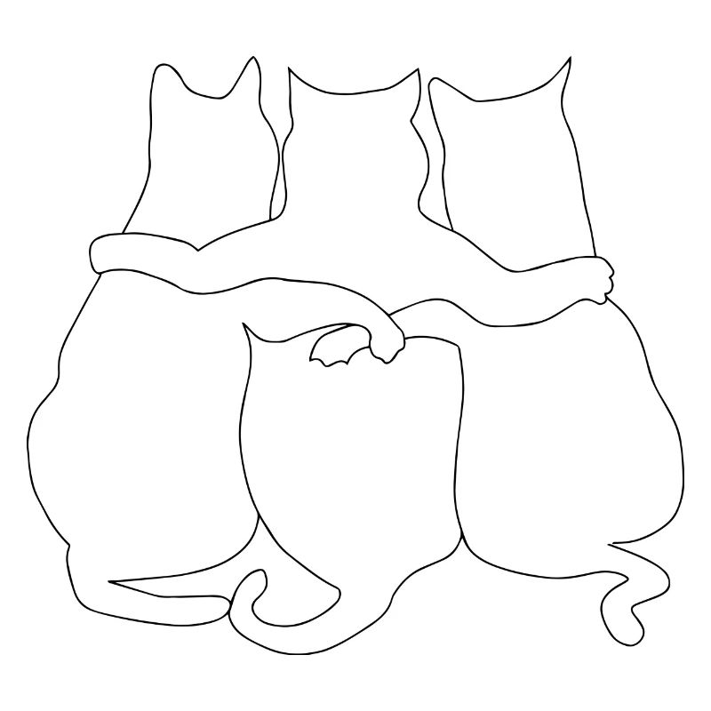 3 Chats ensemble | Chats Dessin au trait
