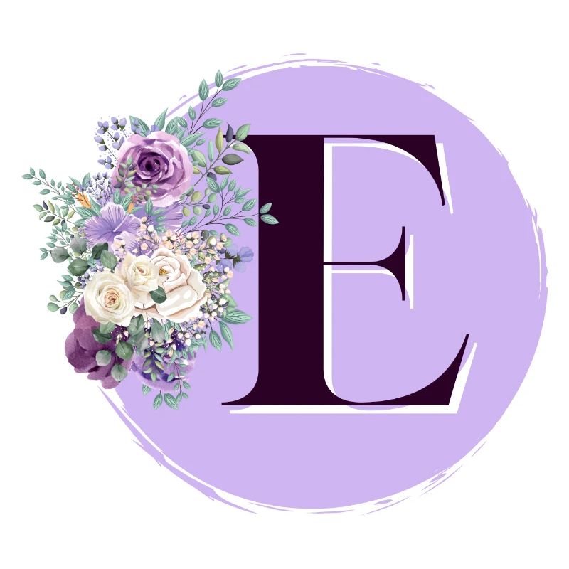 lettre E Couronne de fleurs