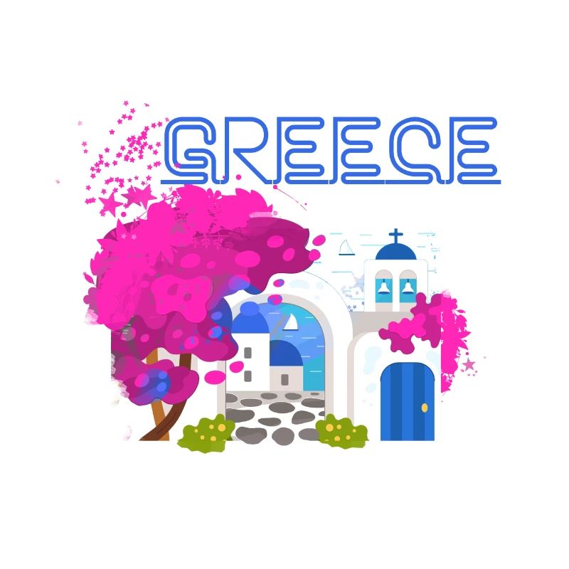 grèce,image,paysage,fleurs,collage,grèce