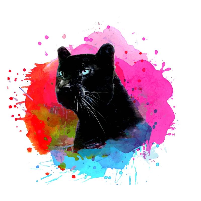 panthère, guépard, léopard, noir, coloré, graffiti