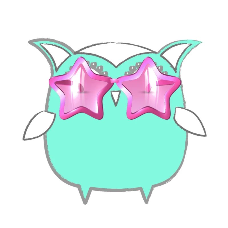 Eule, Comic,mint,Sonnenbrllle, sterne,sommer