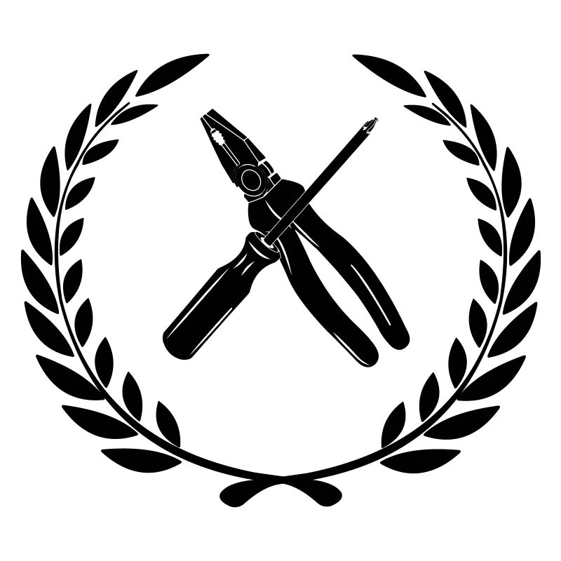 Tools for electrician in laurel wreath.