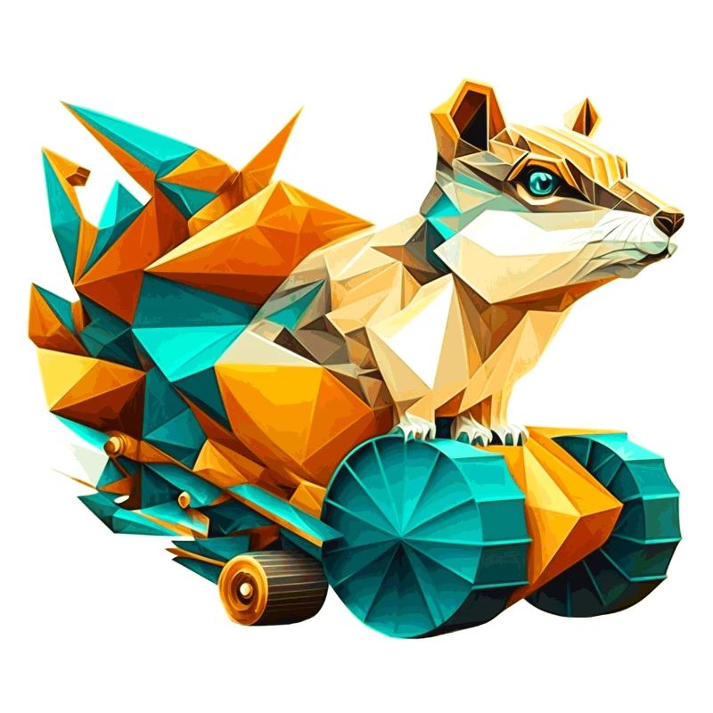 3D cone with wheels pixel art in polygon look