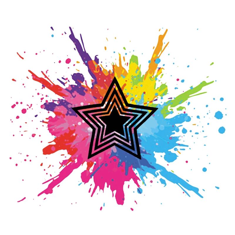 étoile noire et explosion multicolore