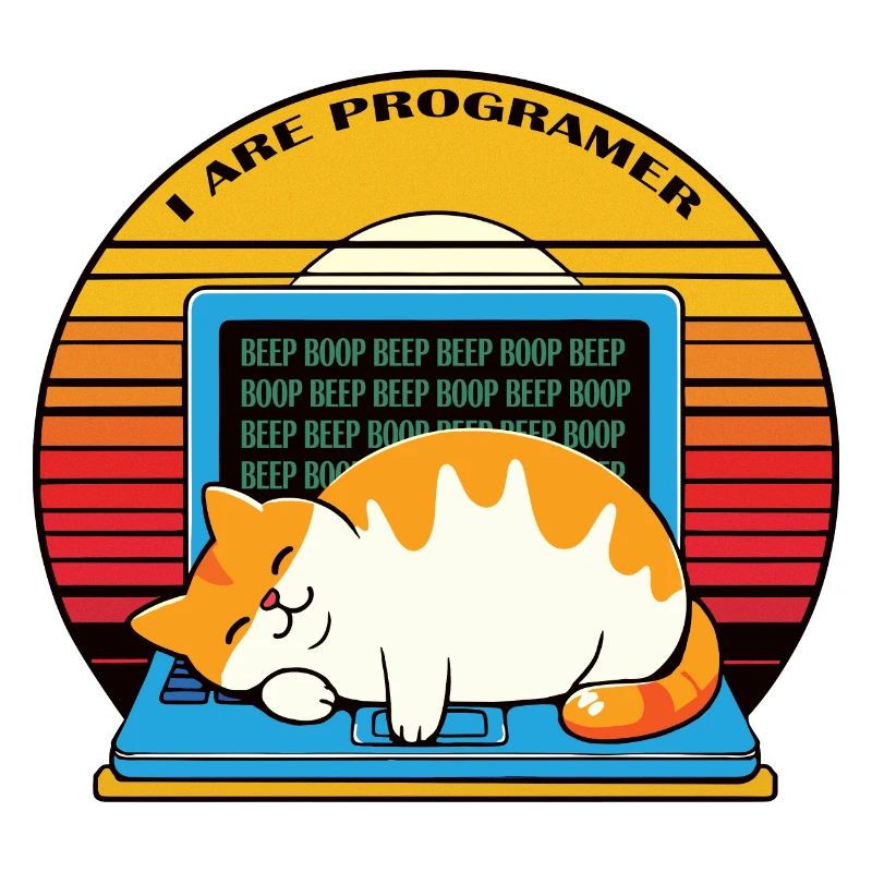 I are programmer, fat sleeping cat