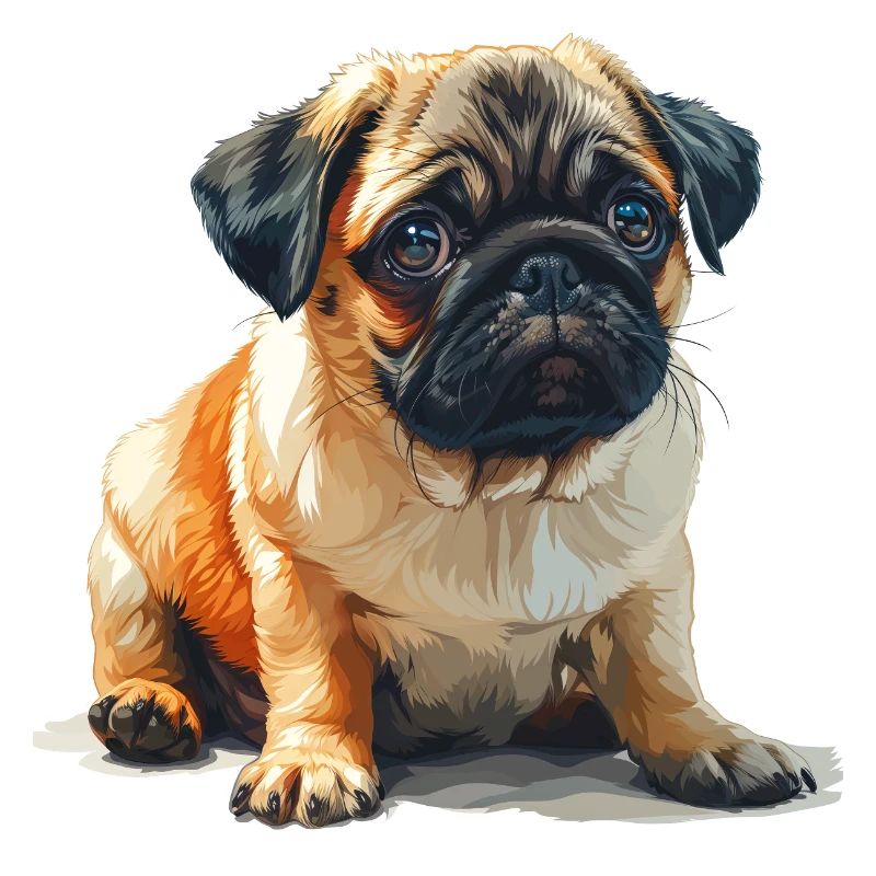 Mops Welpen sitzend