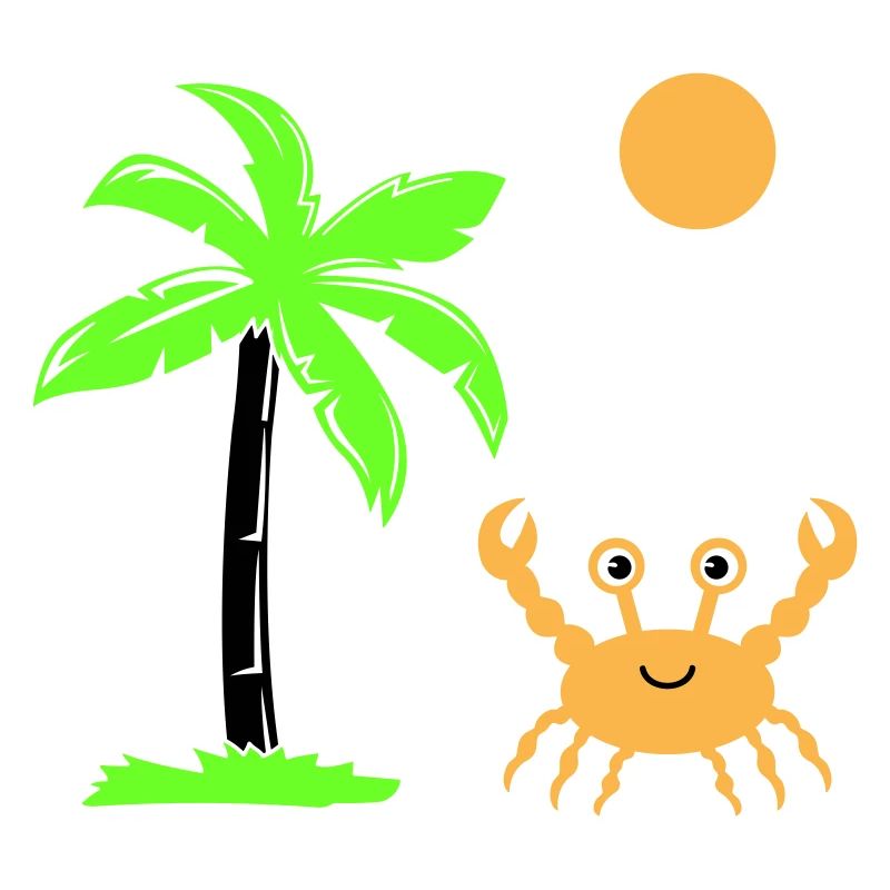 crab, sun, palm