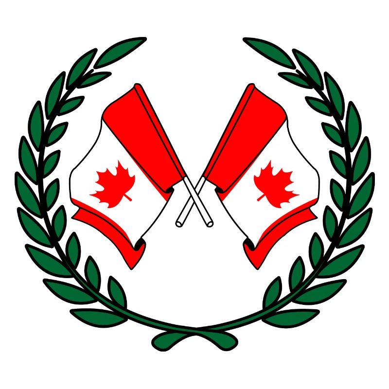 Drapeaux du Canada en couronne de laurier