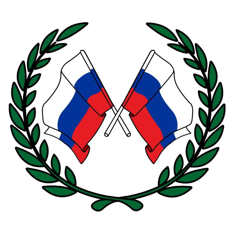 Drapeaux de la Russie en couronne de laurier