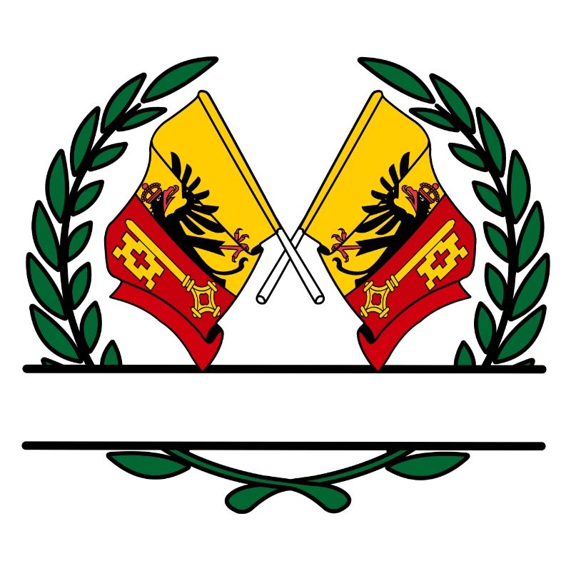 Flaggen Kanton oder Genf Schweiz Lorbeerkranz b