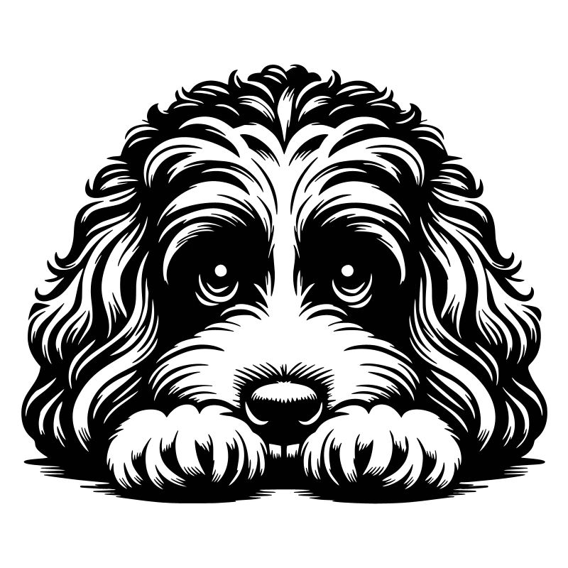 Cavapoo Kopf mit Pfoten