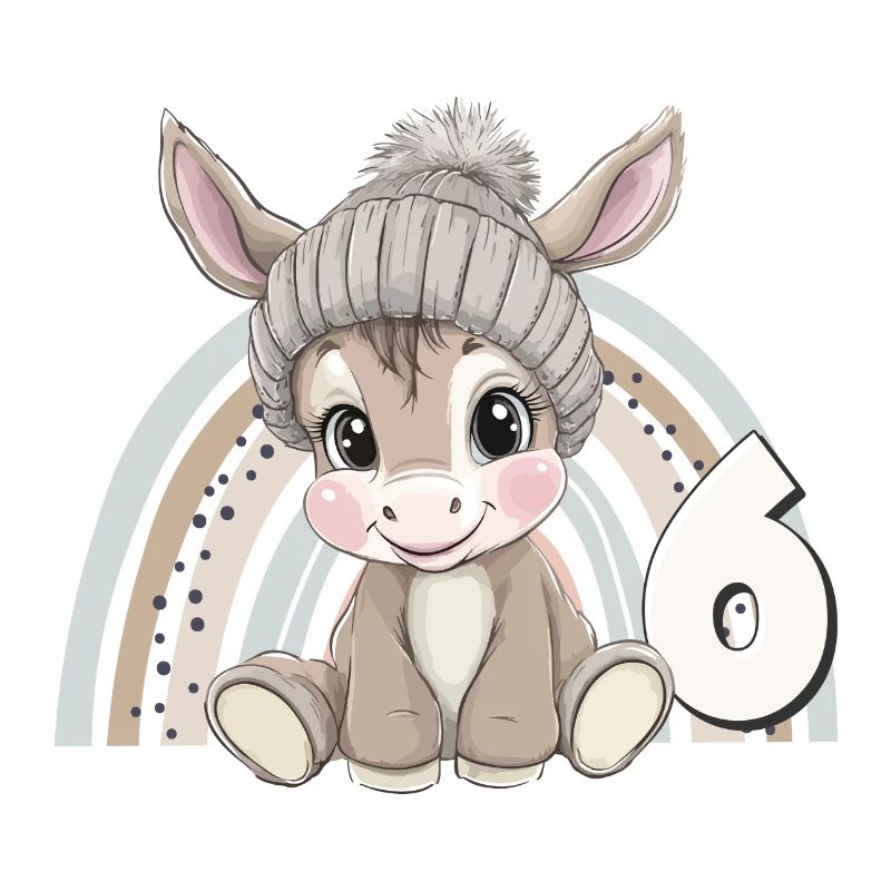 6th Birthday Donkey Rainbow Cute Cute