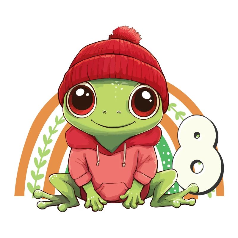 8th Birthday Frog Rainbow Cute Cute