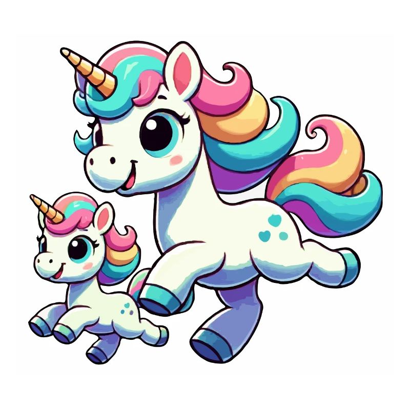 Einhorn-Mutter mit Kind