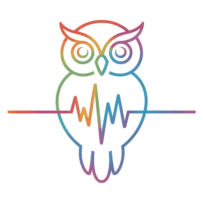 Regenbogen Eule Herzschlag Design