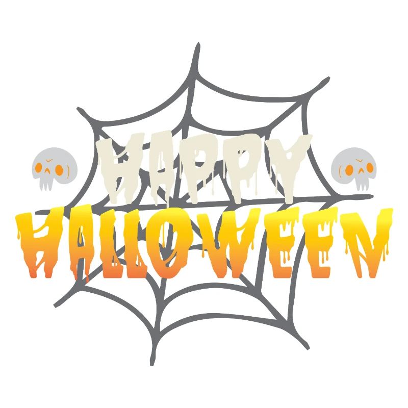 Happy Halloween with spider web and skull