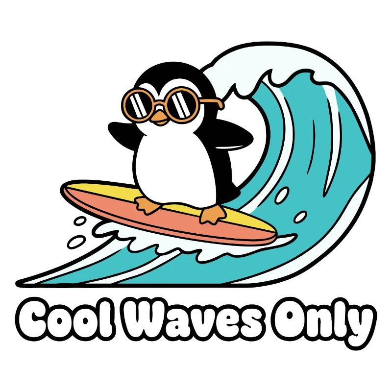 Penguin Surfer Wave Magic