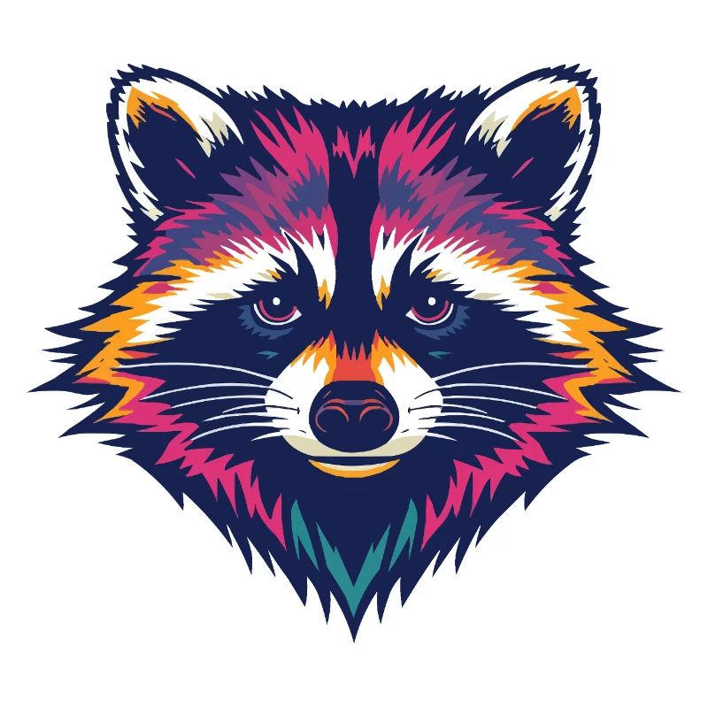 Farbexplosion Waschbär Kopf