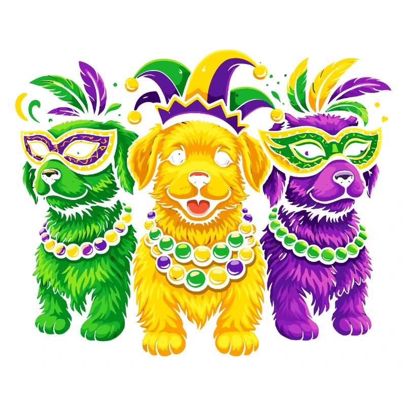 Chiens de carnaval : Trio de perles de Mardi Gras