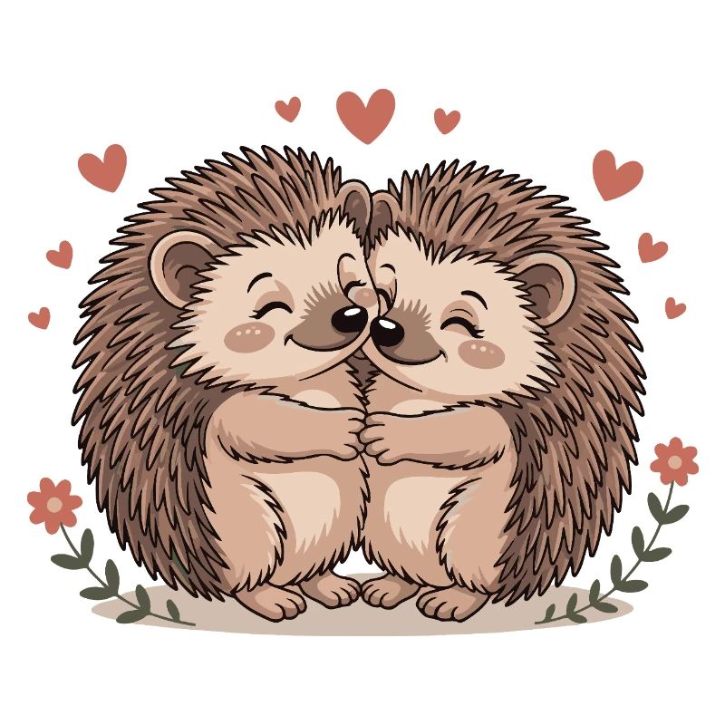 Igel Paar Liebe mit Herzen