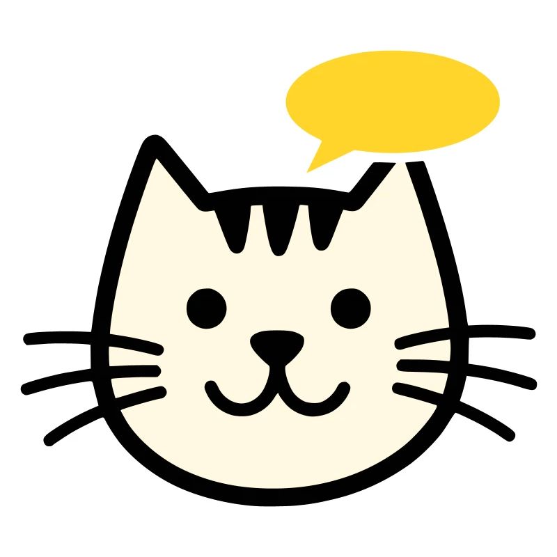 Visage de chat avec bulle de dialogue