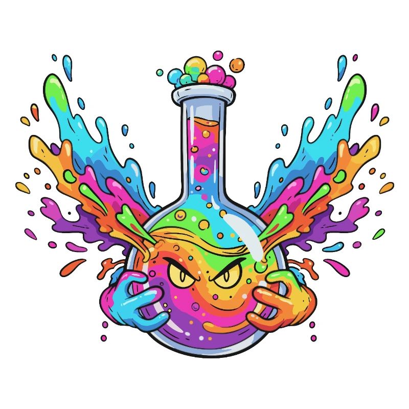Explosion de la bouteille d’alchimie colorée
