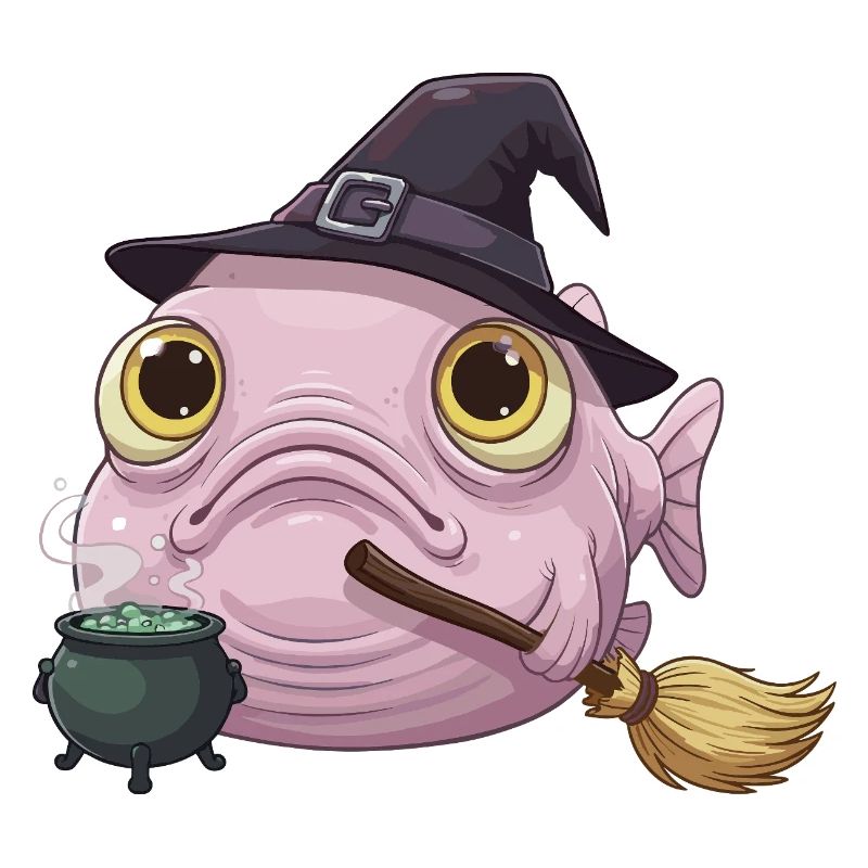 Funny Blobfish - Witch's Hat and Magic Cauldron