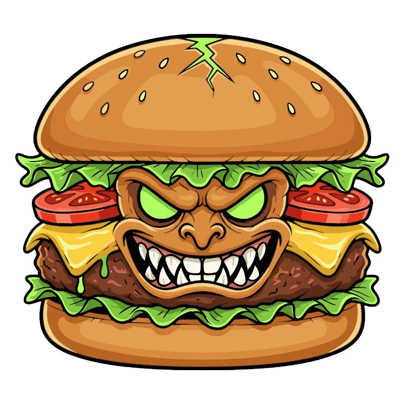 Grimmiger Burgerdämon Cartoon