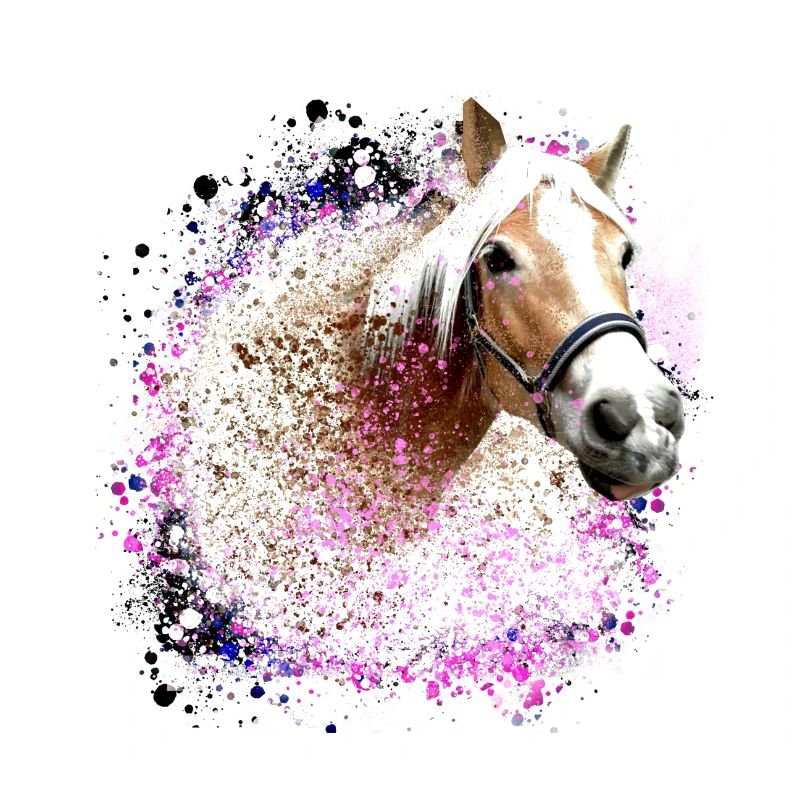 cheval,haflinger, graffitis, peinture, bleu, chevaux,