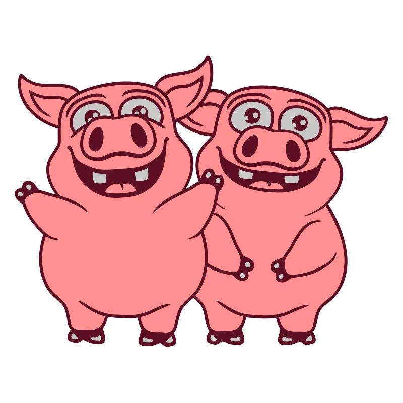 Équipe drôle de cochons heureux