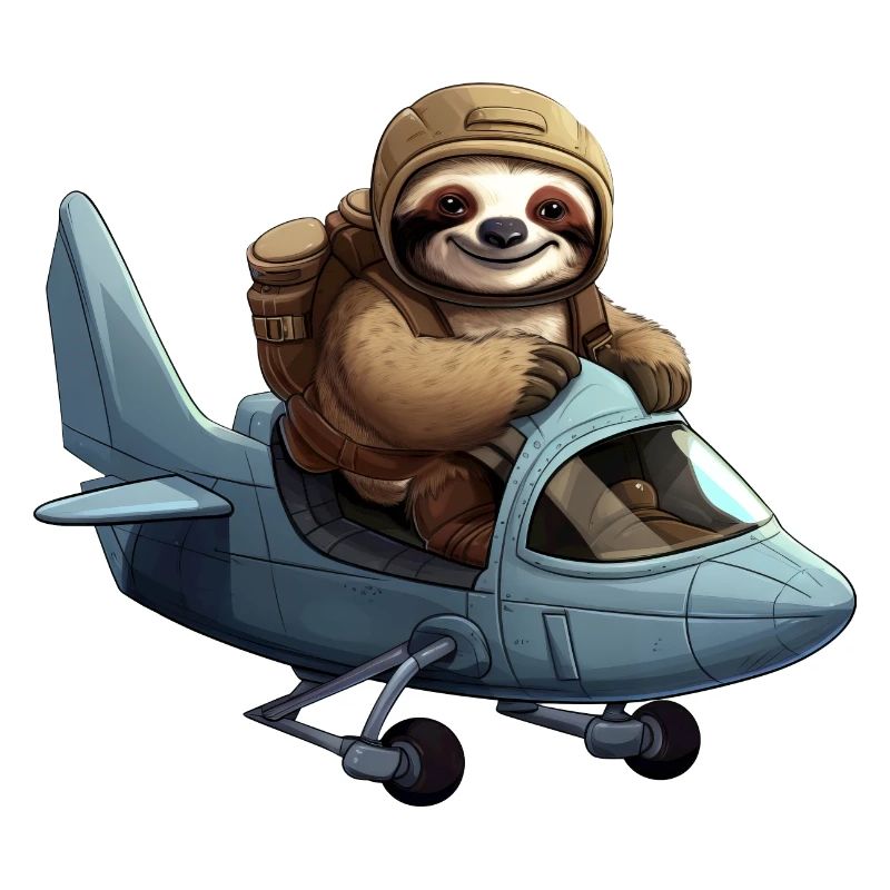 Cute Sloth Pilot Airplane Glider