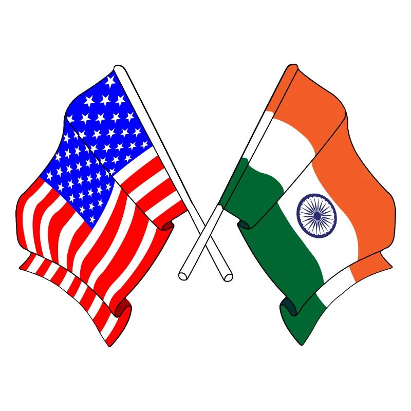 Drapeau des États-Unis et drapeau de l’Inde