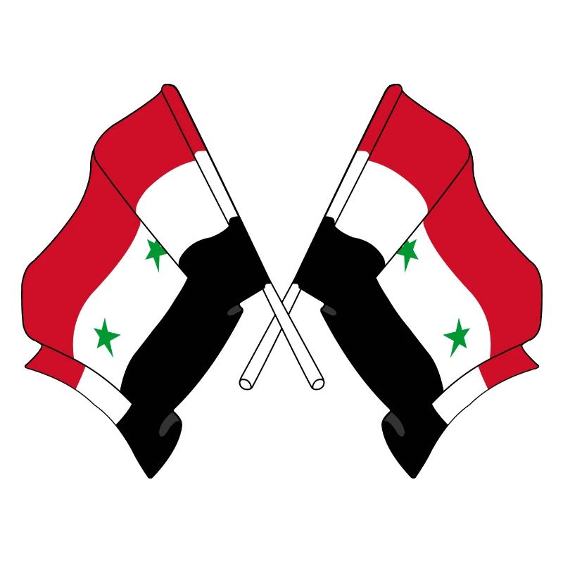 Two flags crossed from Syria