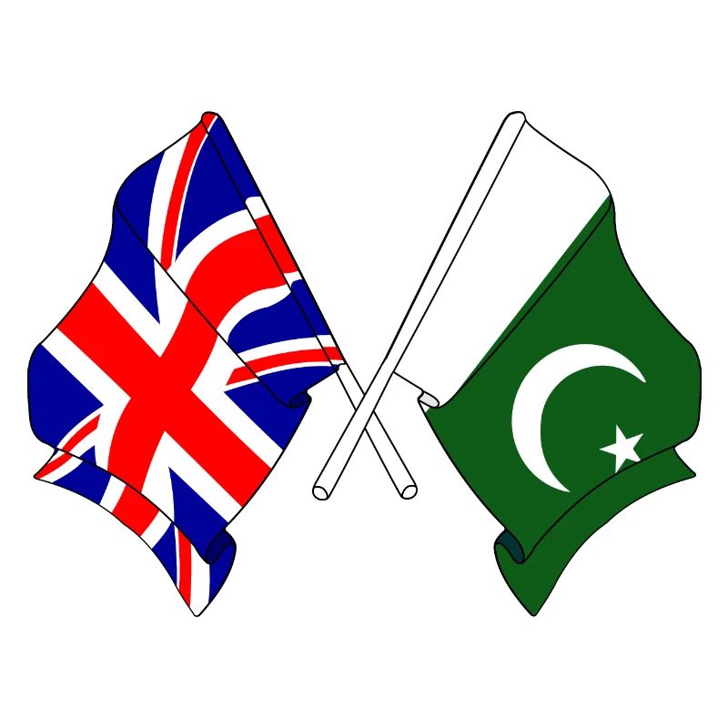 Drapeau de l’Angleterre et drapeau du Pakistan