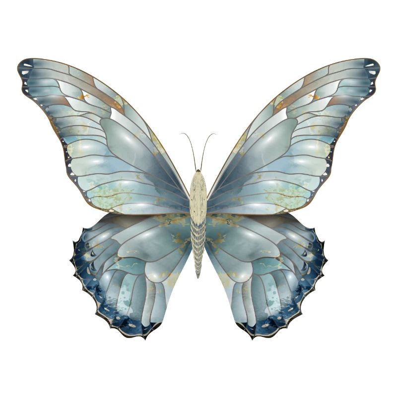 Papillon dans de délicates nuances de bleu peint à la main