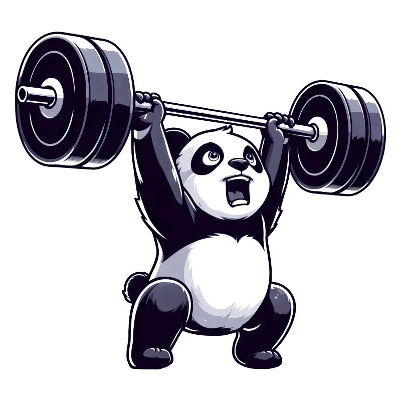 Haltérophile panda avec haltère