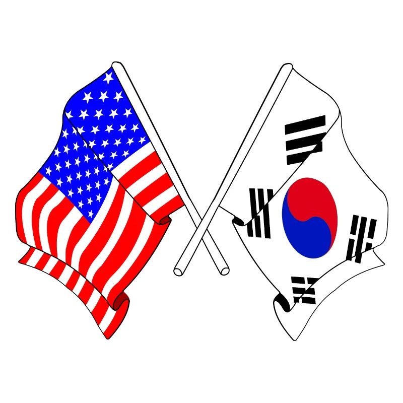 Drapeau des États-Unis et drapeau de la Corée du Sud