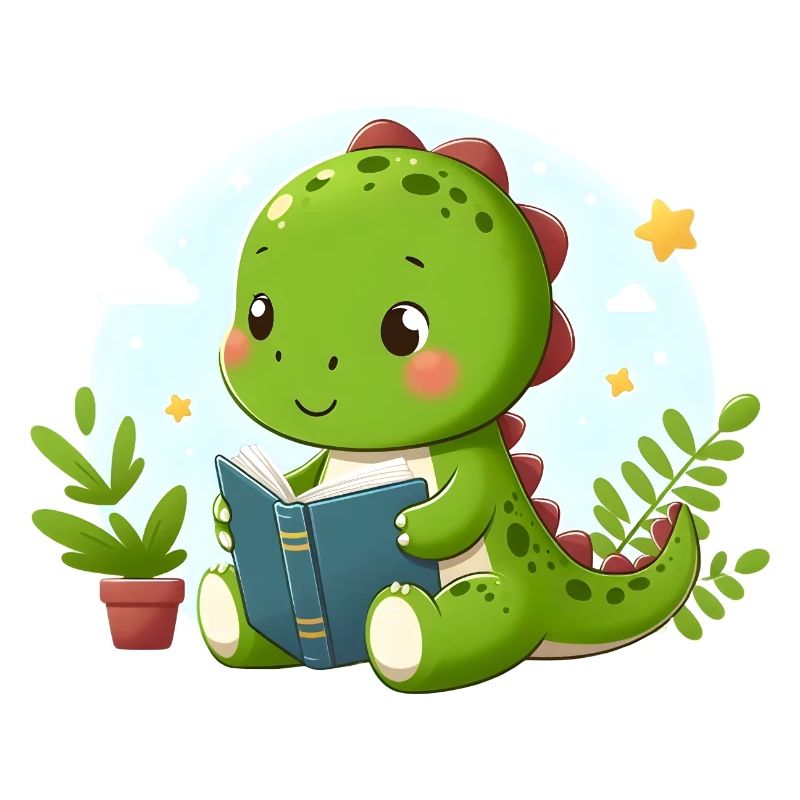 Dino reads book